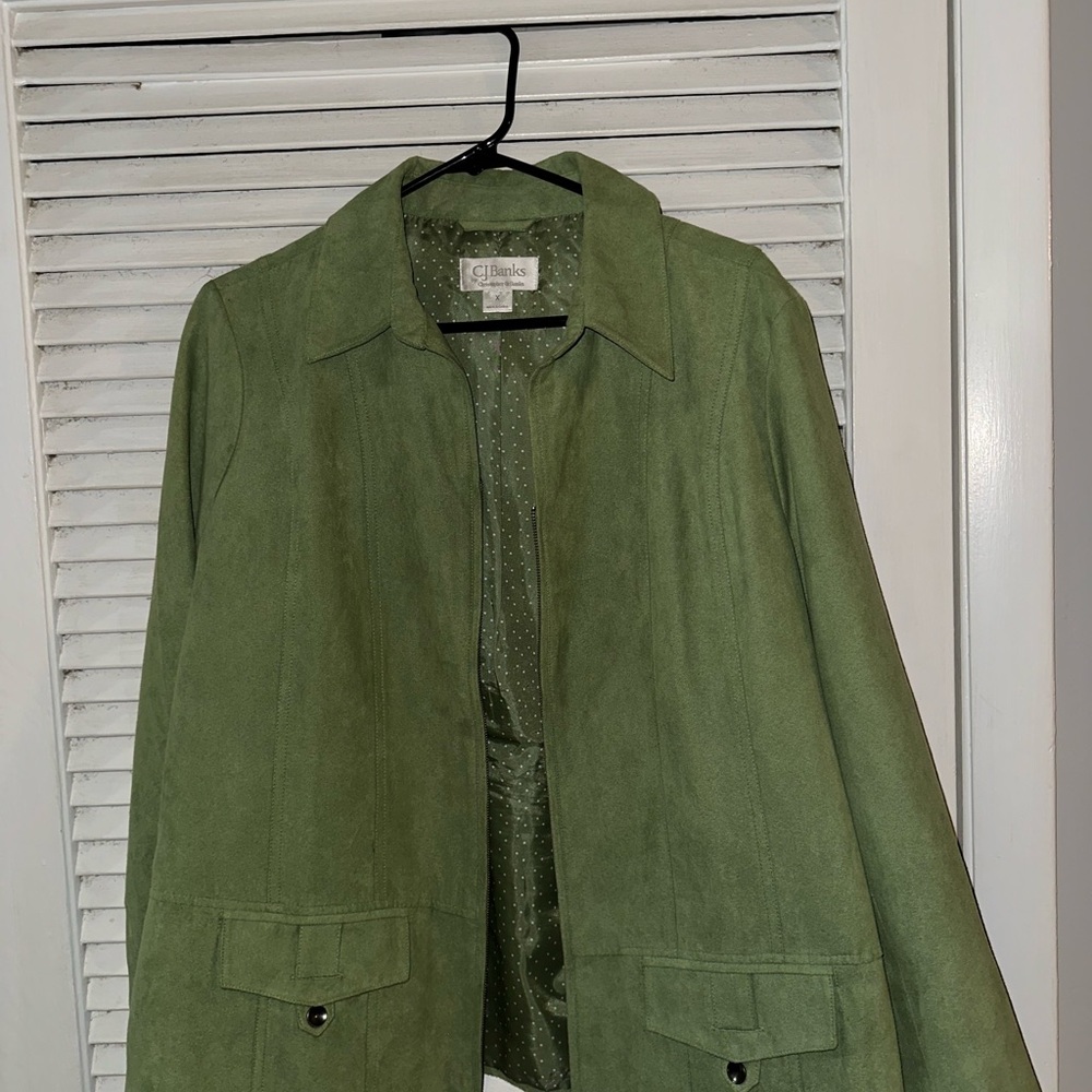 CJ Banks Green Cape Jacket Lightweight and Relaxed